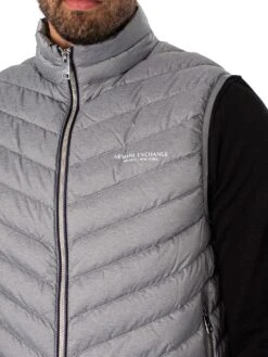 Armani Exchange Down Gilet - Melange Grey/Navy -Standout Fashion Shop 47056d