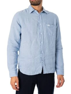 Lois Jeans Lucas Linen Shirt - Blue Fog