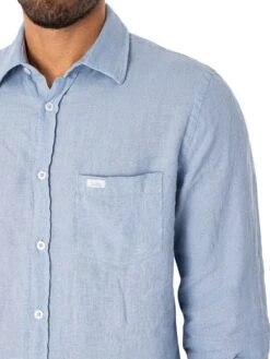Lois Jeans Lucas Linen Shirt - Blue Fog -Standout Fashion Shop 47148d