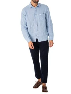 Lois Jeans Lucas Linen Shirt - Blue Fog -Standout Fashion Shop 47148e