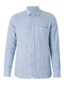 Lois Jeans Lucas Linen Shirt - Blue Fog -Standout Fashion Shop 47148f