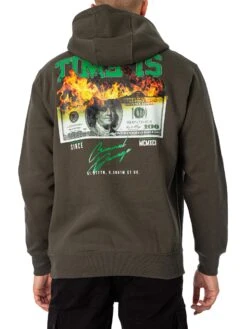 Criminal Damage Burn Money Graphic Pullover Hoodie - Forest Night -Standout Fashion Shop 47310c