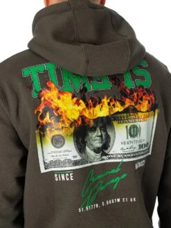 Criminal Damage Burn Money Graphic Pullover Hoodie - Forest Night -Standout Fashion Shop 47310e