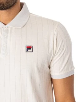 Fila Classic Vintage Striped Polo Shirt - Egret/Nimbus Cloud -Standout Fashion Shop 47374d