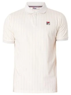 Fila Classic Vintage Striped Polo Shirt - Egret/Nimbus Cloud -Standout Fashion Shop 47374e