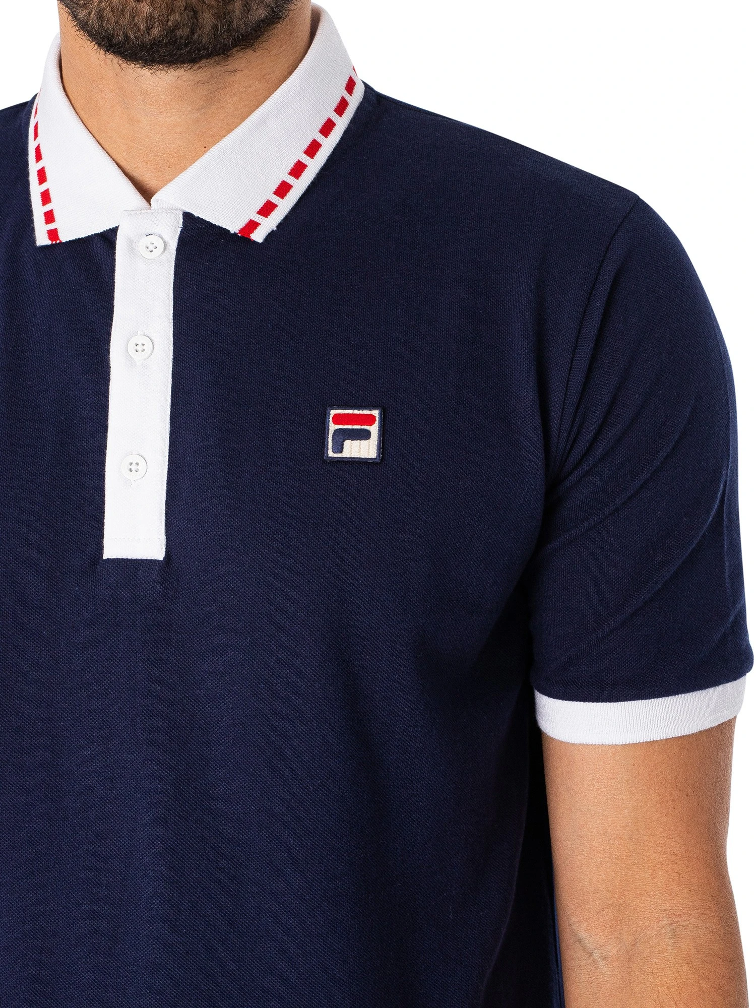 Fila Graphic Dyed Rib Polo Shirt - Navy/White/Red 4 Fila Graphic Dyed Rib Polo Shirt - Navy/White/Red - Image 4