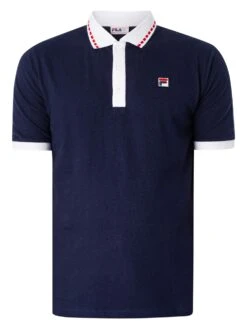 Fila Graphic Dyed Rib Polo Shirt - Navy/White/Red 9 Fila Graphic Dyed Rib Polo Shirt - Navy/White/Red -Standout Fashion Shop 47454e