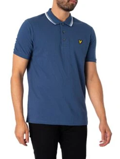 Lyle & Scott Dashed Tipped Polo Shirt - Ink Blue