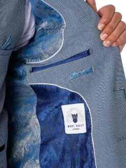 Marc Darcy Bromley Check Blazer - Sky -Standout Fashion Shop 47648i