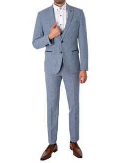 Marc Darcy Bromley Check Blazer - Sky -Standout Fashion Shop 47648j