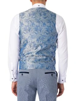 Marc Darcy Bromley Single Breasted Check Waistcoat - Sky 10 Marc Darcy Bromley Single Breasted Check Waistcoat - Sky -Standout Fashion Shop 47652c