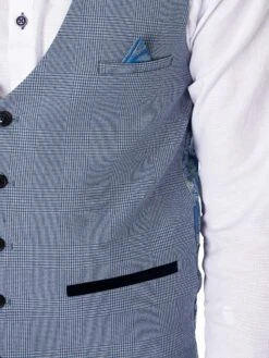 Marc Darcy Bromley Single Breasted Check Waistcoat - Sky 11 Marc Darcy Bromley Single Breasted Check Waistcoat - Sky -Standout Fashion Shop 47652d