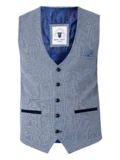 Marc Darcy Bromley Single Breasted Check Waistcoat - Sky 15 Marc Darcy Bromley Single Breasted Check Waistcoat - Sky -Standout Fashion Shop 47652h