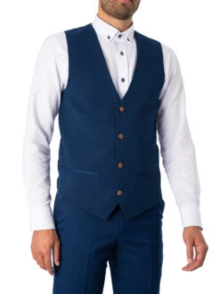 Marc Darcy Max Single Breasted Waistcoat - Royal Blue