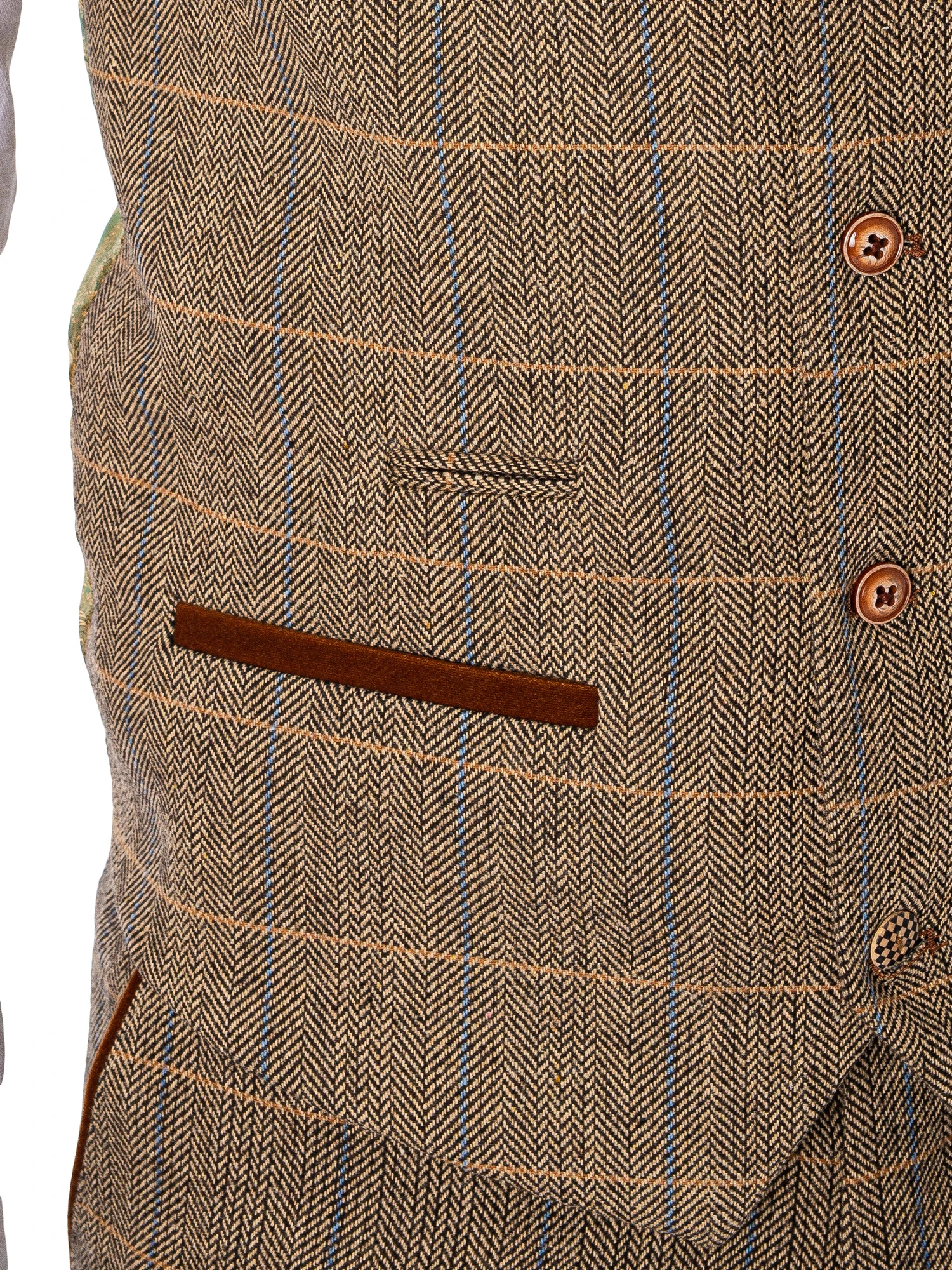 Marc Darcy Ted Tweed Check Waistcoat - Tan 5 Marc Darcy Ted Tweed Check Waistcoat - Tan - Image 5