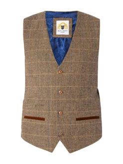 Marc Darcy Ted Tweed Check Waistcoat - Tan 17 Marc Darcy Ted Tweed Check Waistcoat - Tan -Standout Fashion Shop 47665i