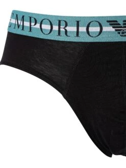 Emporio Armani 3 Pack Briefs - Black (Green/Black/White) -Standout Fashion Shop 47688c