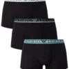 Emporio Armani 3 Pack Trunks - Black (Green/Black/White)