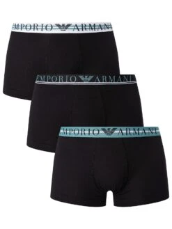 Emporio Armani 3 Pack Trunks - Black (Green/Black/White)