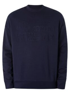 Armani Exchange Embossed Sweatshirt - Navy Blazer -Standout Fashion Shop 47740f