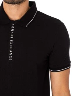 Armani Exchange Zip Logo Polo Shirt - Black -Standout Fashion Shop 47748d