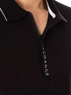 Armani Exchange Zip Logo Polo Shirt - Black -Standout Fashion Shop 47748e