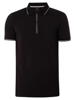 Armani Exchange Zip Logo Polo Shirt - Black -Standout Fashion Shop 47748f