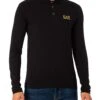 EA7 Logo Jersey Longsleeved Polo Shirt - Black