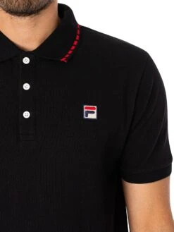 Fila Seb Polo Shirt - Black/Fila Red -Standout Fashion Shop 47789d