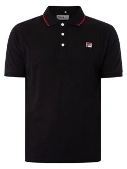 Fila Seb Polo Shirt - Black/Fila Red -Standout Fashion Shop 47789e