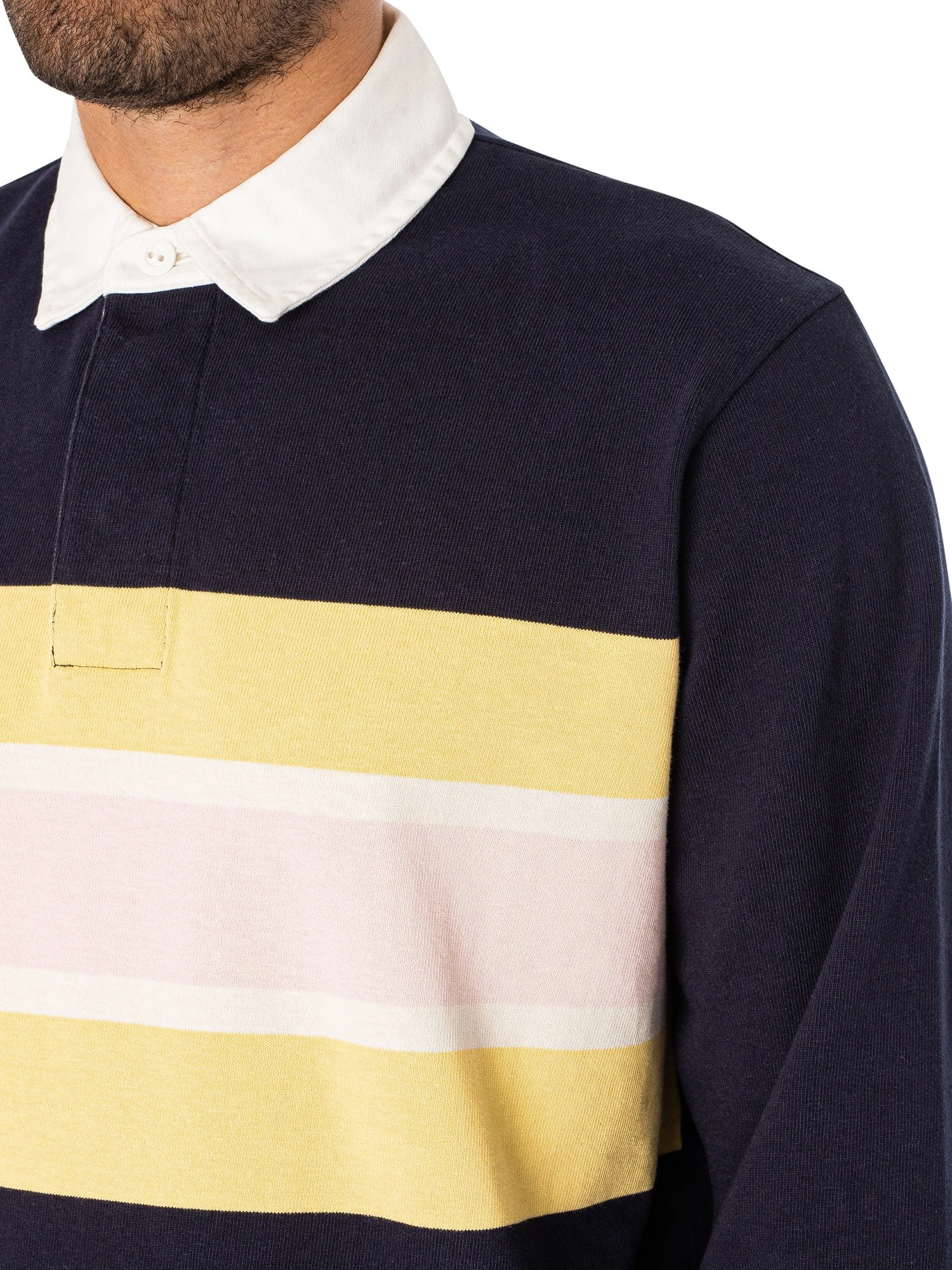 GANT Longsleeved Colourblock Rugger Polo Shirt - Evening Blue 4 GANT Longsleeved Colourblock Rugger Polo Shirt - Evening Blue - Image 4