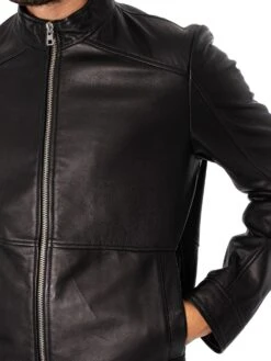 HUGO Lokis Leather Jacket - Black -Standout Fashion Shop 47806d