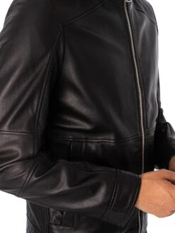HUGO Lokis Leather Jacket - Black -Standout Fashion Shop 47806f