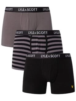 Lyle & Scott 3 Pack Ethan Trunks - Black/Granite Grey