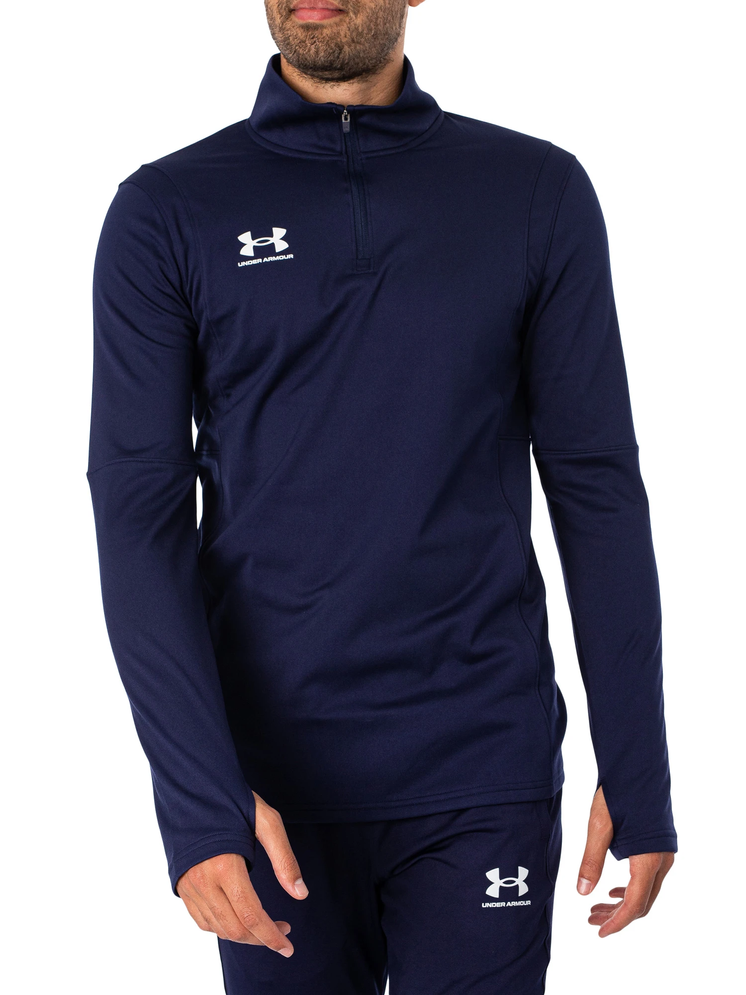 Under Armour Logo Track Mid Layer Top - Navy/White 2 Under Armour Logo Track Mid Layer Top - Navy/White - Image 2