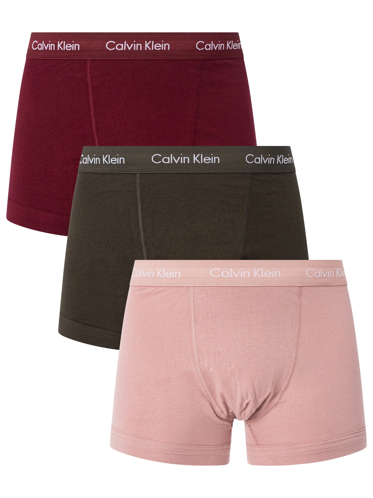 Calvin Klein 3 Pack Trunks - Woodrose/Field Olive/Deep Rouge 1 Calvin Klein 3 Pack Trunks - Woodrose/Field Olive/Deep Rouge