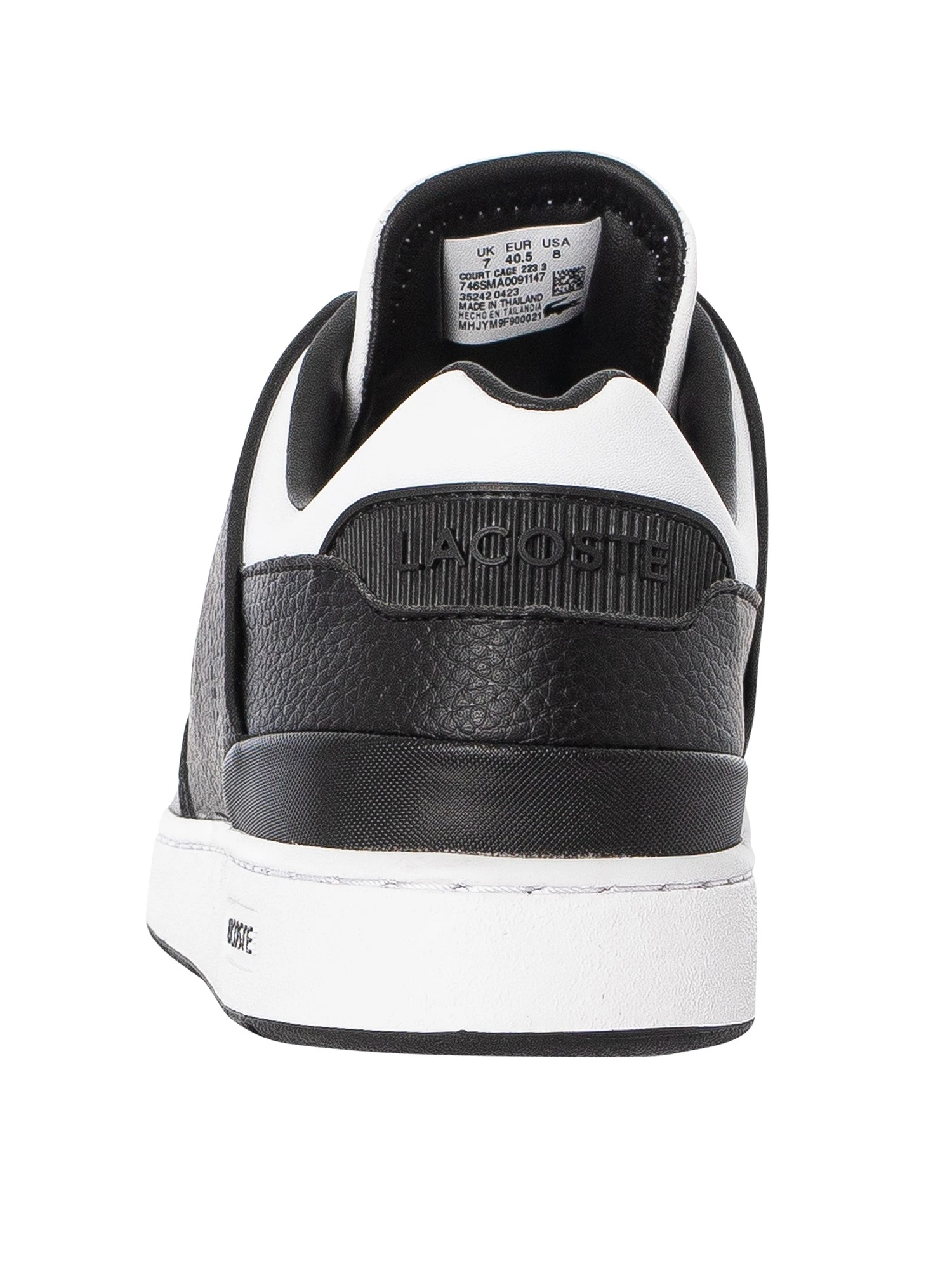 Lacoste Court Cage 223 3 SMA Leather Trainers - White/Black 5 Lacoste Court Cage 223 3 SMA Leather Trainers - White/Black - Image 5