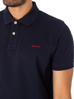 GANT Regular Contrast Pique Polo Shirt - Evening Blue -Standout Fashion Shop 47958d