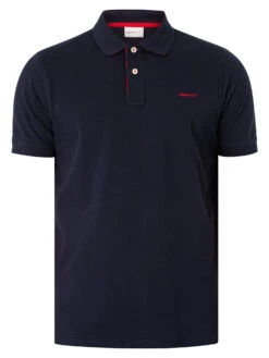 GANT Regular Contrast Pique Polo Shirt - Evening Blue -Standout Fashion Shop 47958e