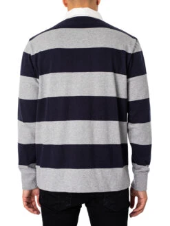 GANT Shield Barstripe Heavy Rugger Polo Shirt - Grey Melange -Standout Fashion Shop 47962c