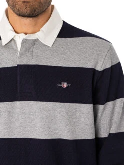 GANT Shield Barstripe Heavy Rugger Polo Shirt - Grey Melange -Standout Fashion Shop 47962d