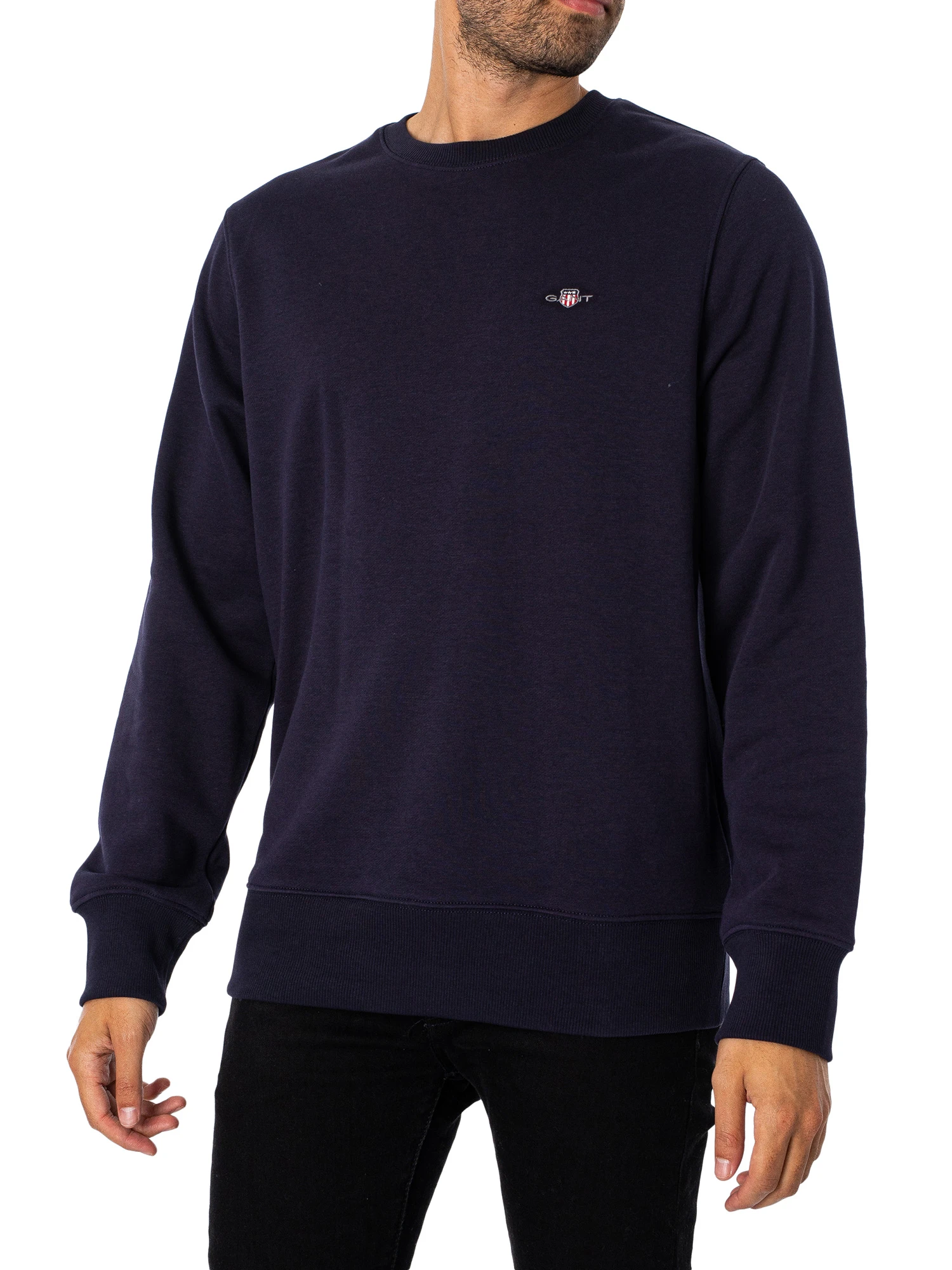 GANT Shield Crew Neck Sweatshirt - Evening Blue 1 GANT Shield Crew Neck Sweatshirt - Evening Blue