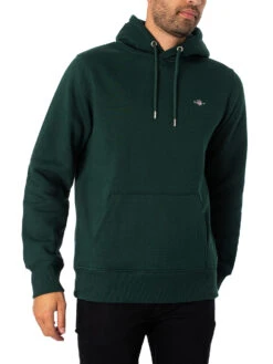 GANT Shield Hoodie - Tartan Green