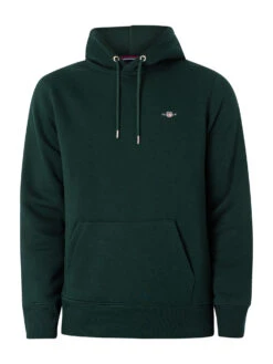 GANT Shield Hoodie - Tartan Green -Standout Fashion Shop 47965e