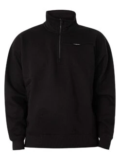 G-Star RAW Skipper Loose Fit 1/4 Zip Sweatshirt - Dark Black -Standout Fashion Shop 47971f