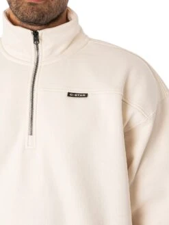 G-Star RAW Skipper Loose Fit 1/4 Zip Sweatshirt - Eggnog -Standout Fashion Shop 47972d