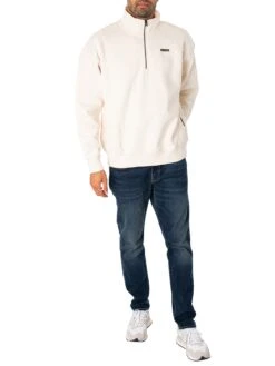 G-Star RAW Skipper Loose Fit 1/4 Zip Sweatshirt - Eggnog -Standout Fashion Shop 47972f