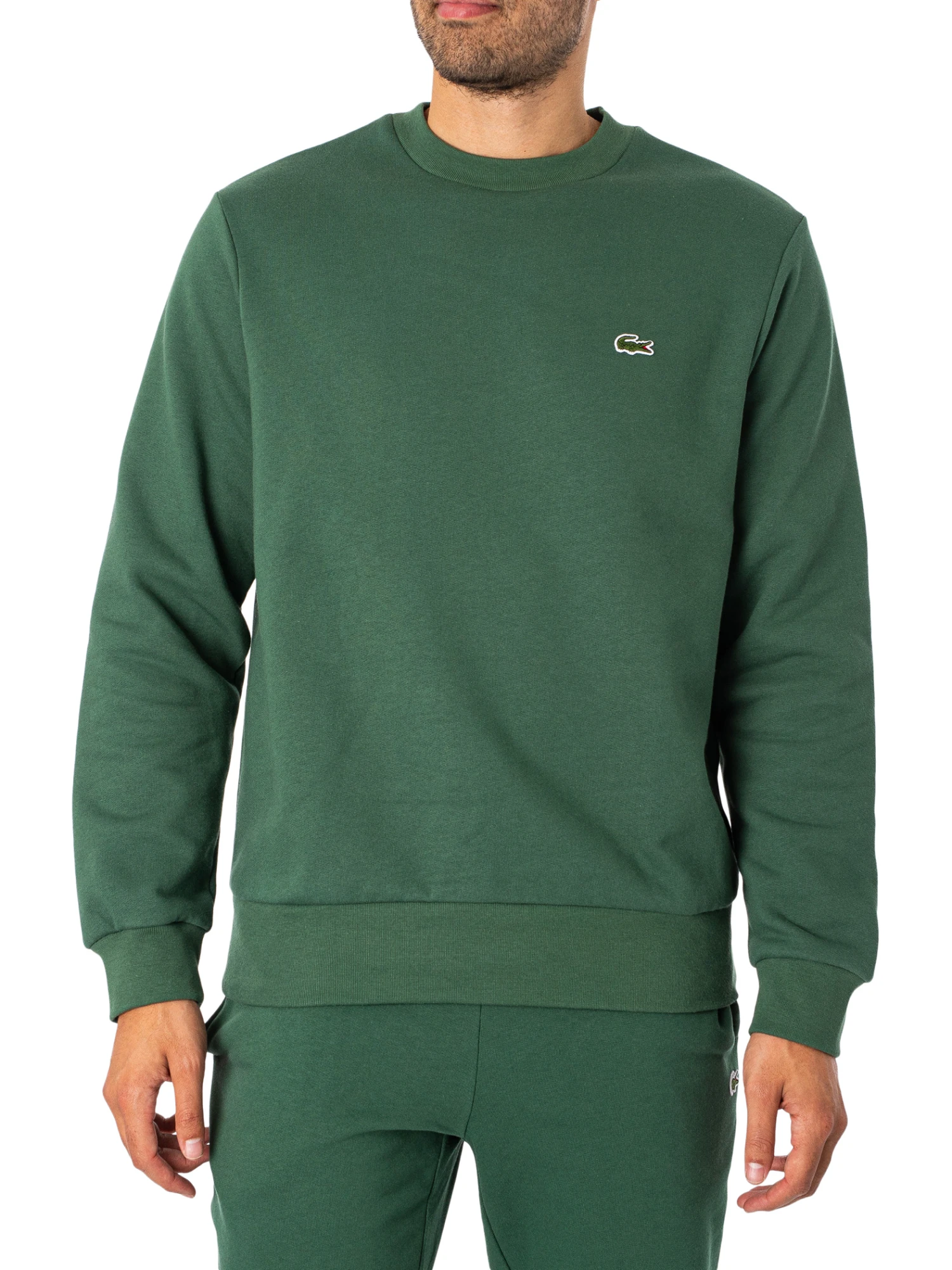 Lacoste Embroidered Logo Sweatshirt - Dark Green 1 Lacoste Embroidered Logo Sweatshirt - Dark Green