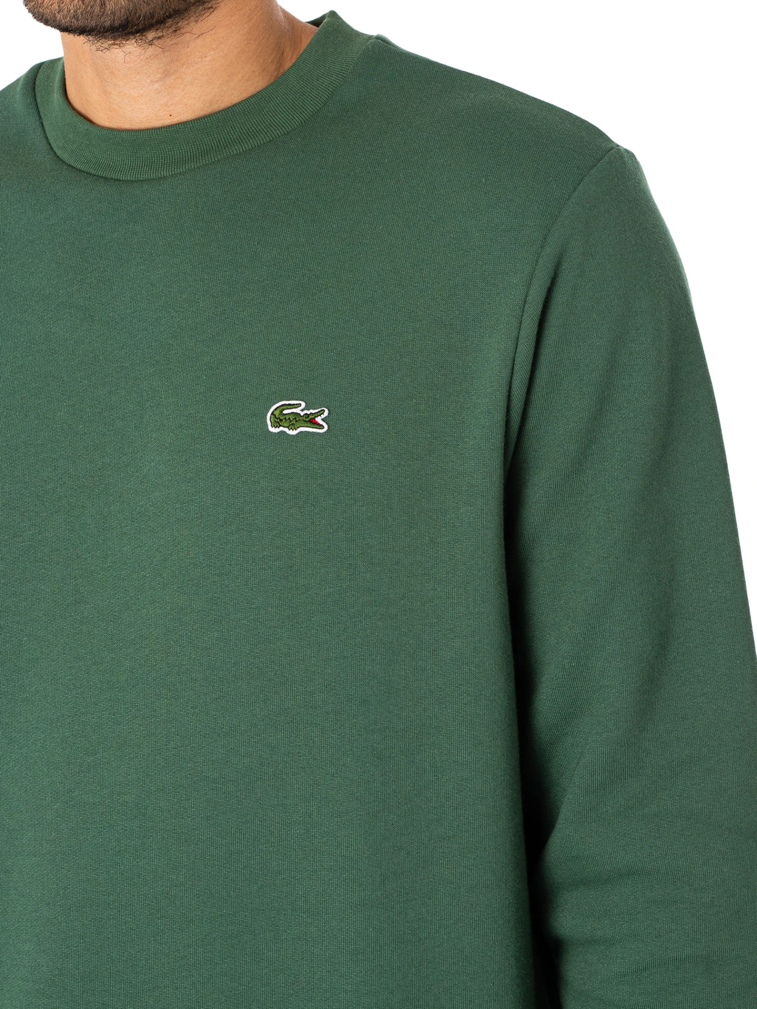 Lacoste Embroidered Logo Sweatshirt - Dark Green 4 Lacoste Embroidered Logo Sweatshirt - Dark Green - Image 4