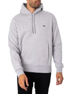 Lacoste Embroidery Logo Hoodie - Grey Heather